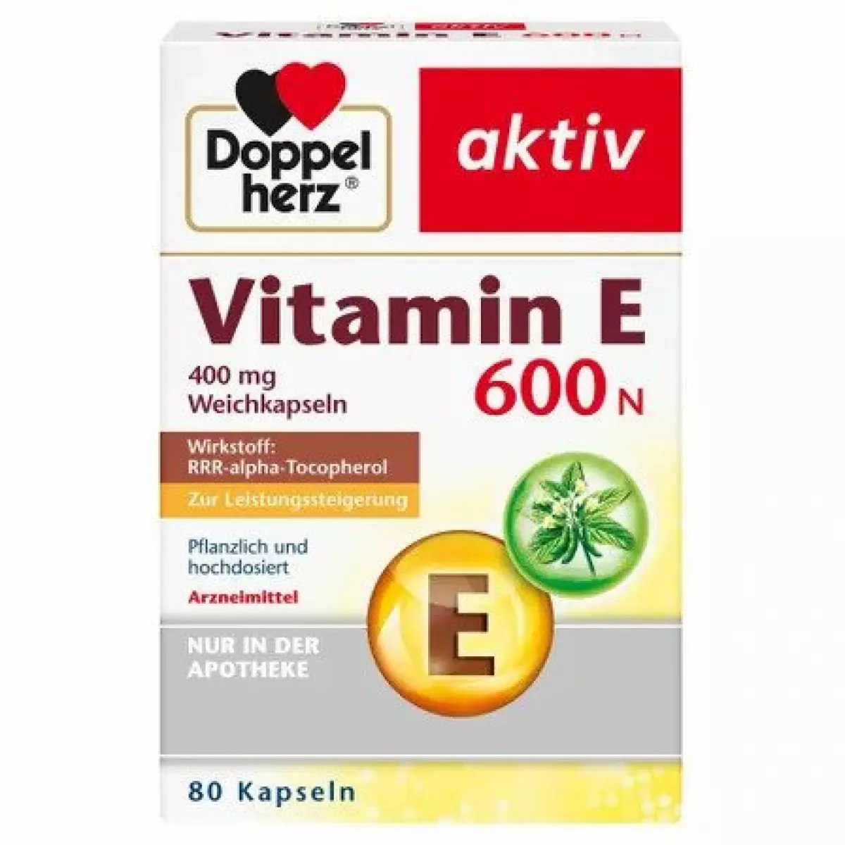 Viên uống Doppelherz aktiv Vitamin E 600 N, 80 viên