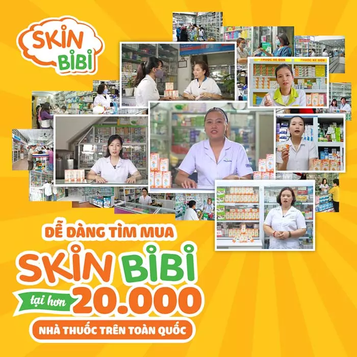 Mẹ có thể dễ dàng tìm mua SkinBiBi tại hơn 20.000 nhà thuốc trên toàn quốc